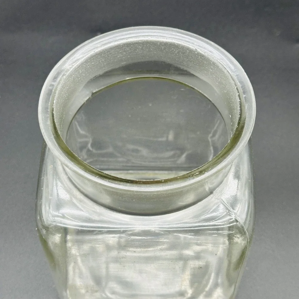 Vintage Clear Glass Square Apothecary Jar with Bubble Texture Lid‎